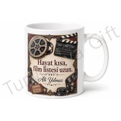 Sinema Tutkunu İçin Baskılı Kupa Bardak Hediye Film Severler İçin Özel Tasarım