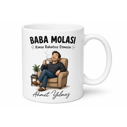 Baba Molası Yazılı Eğlenceli Kupa Bardak Babalar Günü Hediyesi Özel Tasarım