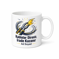 Elektrik Kablolarını Çeken Ustaya Çarpılmayan İrade Kahve Kupası Hediye Bardak