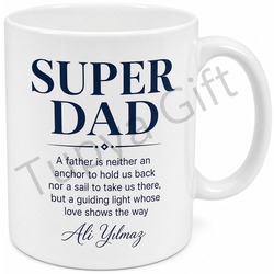 Super Dad Yazılı Kupa Bardak Babalar Günü Hediyesi İngilizce Tasarım