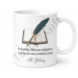 Yazara Hediye Kişiye Özel Baskılı Kupa Bardak Yazar Hediyesi