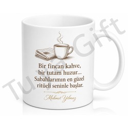 Babamın Sabah Ritüeli Yazılı Kupa Bardak Babalar Günü Hediyesi Özel Tasarım