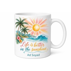 Summer Vibes Temalı Yaz Tatili Severlere Özel İngilizce Kupa Bardak Hediye