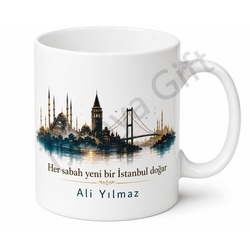 İstanbul Silüeti Baskılı Kupa Bardak Özel Tasarım Hediye Mug