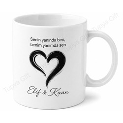Siyah Beyaz Çift Kupa Bardak Seti Özel Baskılı Hediye Sevgiliye Kupa