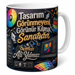 Grafikere Hediye Kişiye Özel Baskılı Kupa Bardak Grafik Tasarımcı
