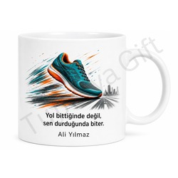 Koşu Ayakkabısı Temalı Koşucu Kupası Baskılı Hediye Bardak Koşu Severlere