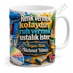 Boyacıya Hediye Kişiye Özel Baskılı Kupa Bardak Boyacı Hediyesi