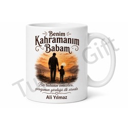 Benim Kahramanım Babam Yazılı Kupa Bardak Babalar Günü Hediyesi