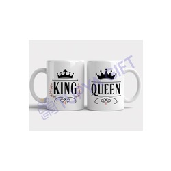 King ve Queen Çift Kupa Seti - Sevgililer Günü Hediyesi