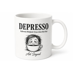 Depresso Kahveniz Bittiğinde Temalı Komik Kahve Kupası Özel Tasarım Hediye Bardak