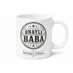 Onaylı Baba Damgalı Kupa Bardak Babalar Günü Özel Hediye Baskılı Porselen