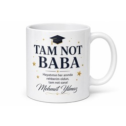 Tam Not Baba Yazılı Kupa Bardak Babalar Günü Özel Hediye Porselen