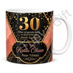 30 Yaş Doğum Günü Hediyesi İsimli Baskılı Kupa Bardak Özel Tasarım