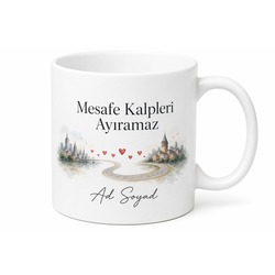 Aramızda Yollar Var Uzak Mesafe İlişki Kupası Sevgiliye Özel Hediye Bardak