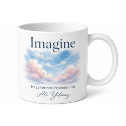 Imagine Baskılı Hayal Et İngilizce Çay Kupası Hediye Porselen Kupa Bardak