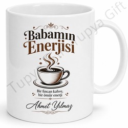 Babamın Enerjisi Kahve Yazılı Kupa Bardak Babalar Günü Hediyesi