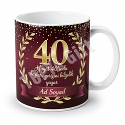 40 Yaş Doğum Günü Hediyesi Kişiye Özel Baskılı Kupa Bardak Hediye