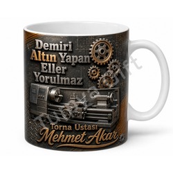 Tornacıya Hediye İsme Özel Baskılı Kupa Bardak Torna Ustasına Hediye