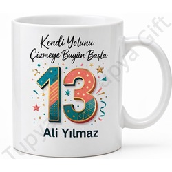 Doğum Günü Hediyesi 13 Yaş Temalı Kupa Bardak Genç Odası Kupası