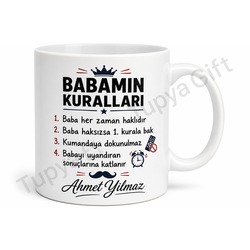 Babamın Kuralları Yazılı Komik Kupa Bardak Babalar Günü Hediyesi