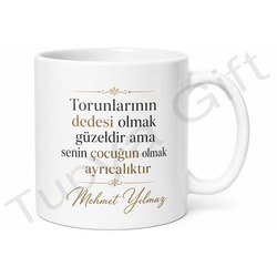 Dede ve Baba Yazılı Çift Yönlü Kupa Bardak Babalar Günü Hediyesi