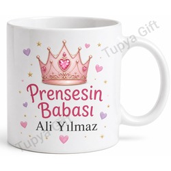 Prensesin Babası Yazılı Sevimli Kupa Bardak Babalar Günü Hediyesi