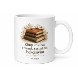 Kütüphaneciye Hediye Kitap Kokusu Sessizlik Bekçisi Özel Tasarım Porselen Kupa Bardak