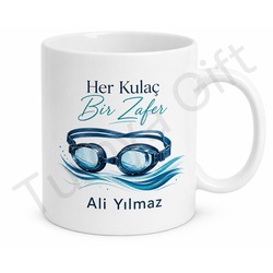 Yüzücüye Hediye Kişiye Özel Baskılı Kupa Bardak Yüzme Sporu Hediye