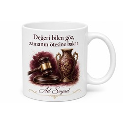 Müzayede Yöneticisine Hediye Antika Çekiç Vuran Özel Tasarım Baskılı Porselen Kupa Bardak