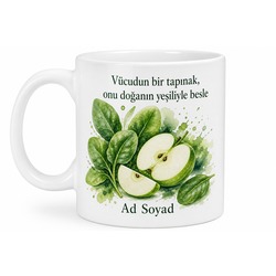 Sağlıklı Smoothie İçenlere Ispanak Elma Detoks Enerji Kupası Hediye Bardak