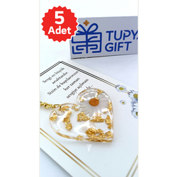 Kişiye Özel Tasarımlı Papatyalı Kalp Anahtarlık Seti (5’li Paket) – Nişan, Düğün ve Tüm Özel Günler