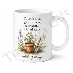 Bahçıvana Hediye İsme Özel Baskılı Kupa Bardak Bahçe Temalı Hediye
