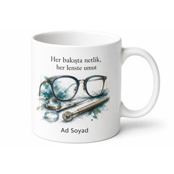 Optisyenlik Öğrencisine Hediye Odak Noktası Gözlük Çerçeve Tasarım Kupa Bardak