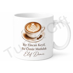 Latte Kupa Bardak Kişiye Özel Baskılı Hediye Porselen Kahve Kupası