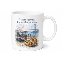 Balık Ekmekçiye Özel Tasarım Kupa Eminönü Boğaz Köprüsü Izgara Balık Hediye Bardak
