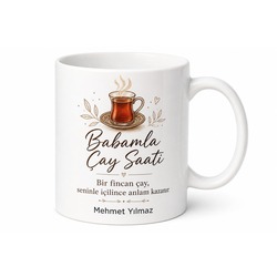 Babamla Çay Saati Yazılı Kupa Bardak Babalar Günü Özel Hediye