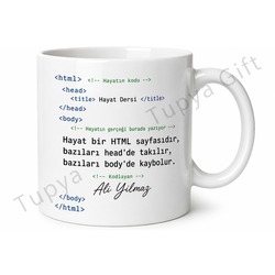 HTML Temalı Komik Baskılı Kupa Bardak Yazılımcı Hediye Programcı Kupa Mug