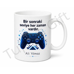 Konsol Oyuncusu Temalı Baskılı Kupa Bardak Hediye Gamer Özel Tasarım Mug