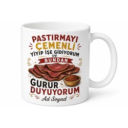 Pastırmacı Kupa Kayseri Esprili Kahvaltı Pastırma Çemen Hediye Bardak