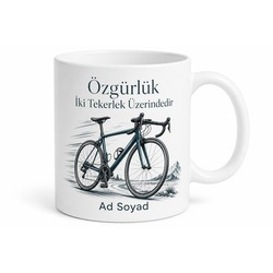 Bisiklet Severlere Özel Tasarım Baskılı Porselen Kupa Bardak Hediye