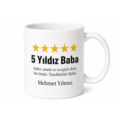 5 Yıldız Baba Review Yazılı Kupa Bardak Babalar Günü Hediyesi