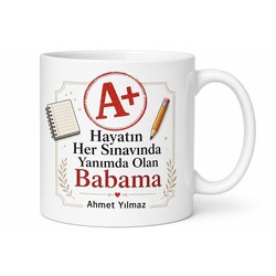A Plus Baba Yazılı Karne Temalı Kupa Bardak Babalar Günü Hediyesi