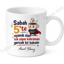 Sabahçı Baba Yazılı Eğlenceli Kupa Bardak Babalar Günü Hediyesi