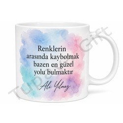 Sulu Boya Efektli Baskılı Kupa Bardak Hediye Özel Tasarım Porselen Mug