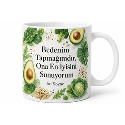 Glutensiz Yaşam Sağlıklı Beden Fit Yaşam Özel Tasarım Seramik Kupa Bardak Hediye