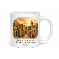 Dargeçitin Tarihi Dokusu Mardin Hatırası Kupa Bardak Özel Tasarım Hediye