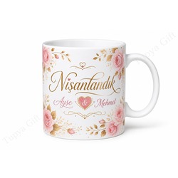 Nişanlıya Hediye Kişiye Özel Baskılı Kupa Bardak Nişan Hediyesi Porselen Mug