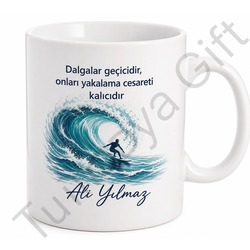 Sörfçüye Hediye İsme Özel Baskılı Kupa Bardak Sörf Temalı Hediye