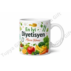 Diyetisyene Hediye İsme Özel Baskılı Kupa Bardak Diyetisyen Hediyesi